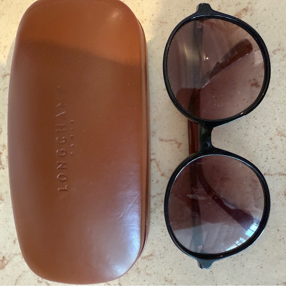Longchamp Black Sunglasses with Brown Case